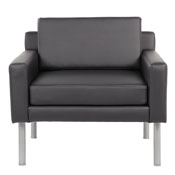 Boss Black Antimicrobial Vinyl Lounge Chair, BR8001AM-BK